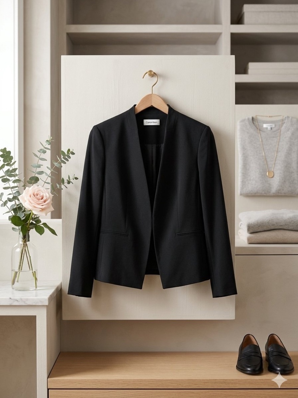 Calvin Klein Black Women's Collarless Blazer